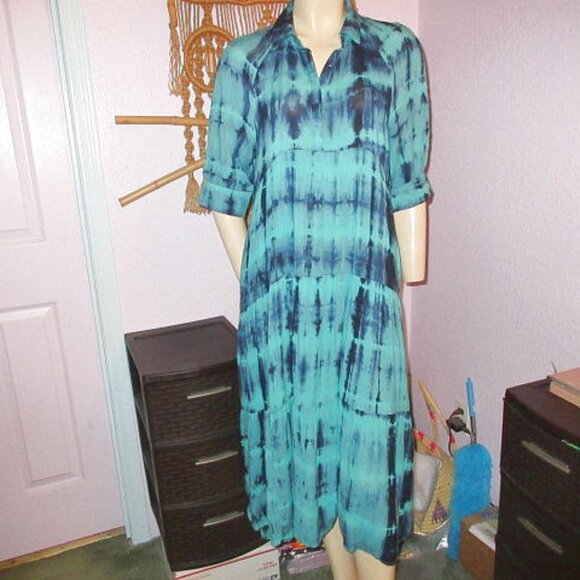 Natural Life Rebecca Womens Dress Size S Pockets Woven Midi Tiered Babydoll Boho - Picture 1 of 12